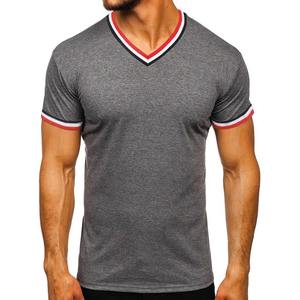 T-shirt col V 100 % coton de haute qualité pour homme, séchage rapide, respirant, style basique, impression personnalisée, OEM, mode, vente en gros - Product Image 1