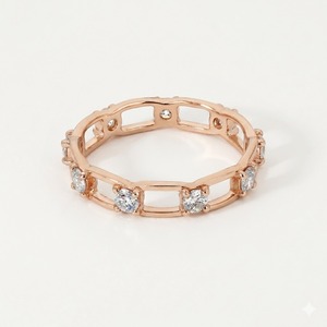 แหวนแต่งงานแบบโซ่ยาวตลอดวง รุ่น Eternal Link Band ประดับเพชรแล็บโกรว์ 14K ทองคำ 0.54 กะรัต ดีไซน์แบบโซ่ซ้อน - Product Image 4