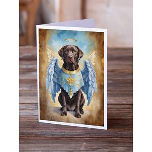 Whimsical A7 Tamaño 5x7 Tarjetas de nota en blanco Paquete 8 Chocolate Labrador Retriever My Angel Tarjetas de felicitación con sobres - Product Image 2
