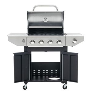 Griglia a Gas propano in acciaio inox a 4 fuochi 46,500 BTU nero argento esterno giardino Barbecue lato bruciatore per efficiente - Product Image 3