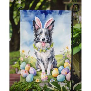 Border Collie multicolore Chasse aux œufs de Pâques Drapeau de jardin Boîte aux lettres Bannière décorative de cour pour patio Oeuvre d'art pour parterres de fleurs et pelouse - Product Image 3