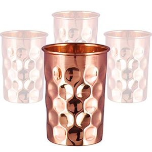 Ensemble de bouteilles d'eau en verre et cuivre pur, anti-fuite, design martelé, réutilisables, écologiques, avec couvercle métallique classique, pour usage domestique - Product Image 6