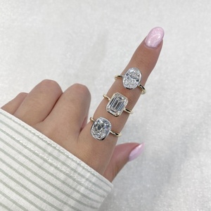 Minimalist Bezel Set Oval Cut Lab Grown Diamond Engagement Ring 10K 14K 18K Yellow Gold Two Tone Certified Lab Diamond Jewelry - Product Image 6