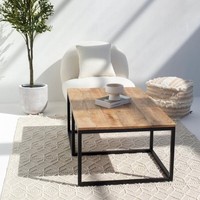 Table basse en bois Vandana Zenova Vista avec pieds en métal noir pour un décor moderne
