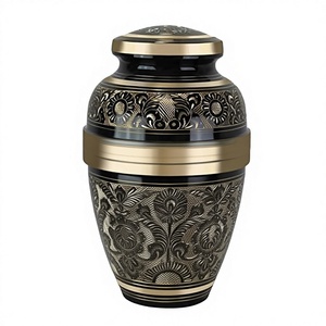 <b>Large</b> Golden Aura Cremation <b>Urn</b> Beautifully Handcrafted Adult Funeral <b>Urn</b> Solid Brass Living Garden <b>Urn</b> - Product Image 1