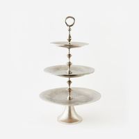 Support à gâteau à 2 niveaux en métal doré, présentoir à cupcakes et desserts en aluminium moulé en forme de branche d'arbre, plateau de service à étages