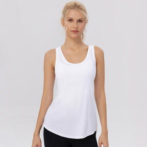 Camiseta sin mangas acanalada para mujer, cuello redondo, color liso, transpirable, ajuste holgado, para todas las estaciones, naranja, poliéster - Product Image 3