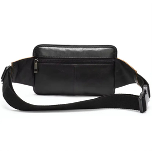 Trendy Custom Genuine Leather Waist Bags Strong Adjustable Zipper Closure Anti-Theft Unisex Daily Outdoor Use Fanny Packs - Product Image 2