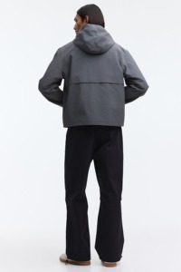 Men's Gray Hooded Puffer <b>Jacket</b> With Zipper Closure Casual Style Polyester Material Winter Wear - Product Image 4