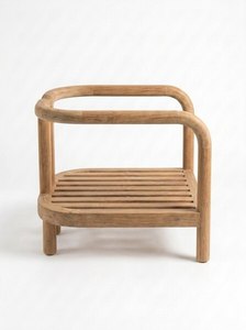 Chaise longue élégante en teck massif faite à la main avec une structure courbée artistique pour une décoration intérieure haut de gamme - Product Image 3