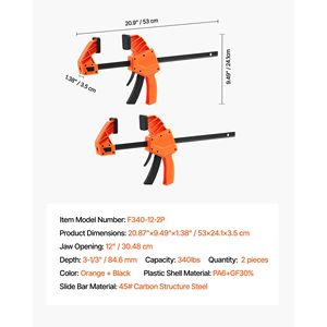 Morsetto a F Premium Plast Quick-Grip, Confezione da 2, 12 Pollici, Morsetto/Divaricatore per Falegnameria a Una Mano, Limite di Carico 340 Libbre - Product Image 4