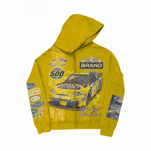 Sweat-shirt à capuche noir pour homme avec imprimé voiture de course et logos de marque, design sportif, coupe classique, vêtement d'automne - Product Image 6