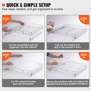 Heavy-Duty 20 "W X 21" D Pull Cabinet Organizer acciaio cromato Roll cassetti portaoggetti per la casa cucina bagno - Product Image 5