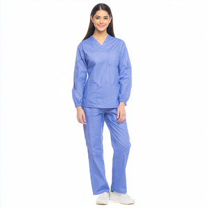 Comfortable Custom Made 100% Cotton Knitted Unisex Medical <b>Scrub</b> Suit - Product Image 2
