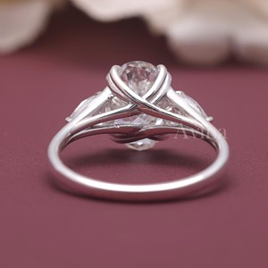 Anillo de Compromiso Vintage con Tres Diamantes Ovalados Cultivados en Laboratorio, Certificados por IGI, Plata de Ley 925 Sólida, Chapado en Rodio, para Mujer - Product Image 4