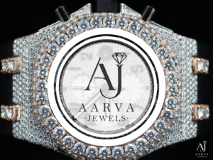 Montre mécanique AARVA JEWELS en acier inoxydable avec incrustation de diamants, chronographe analogique, bracelet en cuir de 20 mm, luxe, logo personnalisé - Product Image 6
