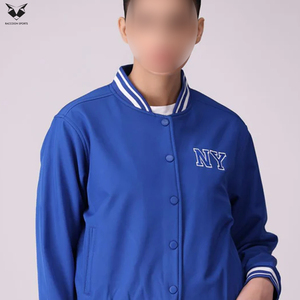 Good Supplier Newest Trendy Product Women's Blue Varsity Jacket With NY Logo Full Sleeve Button Up Collar Autumn Wear - Product Image 6