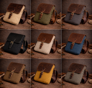 Custom Logo Vintage Canvas Leather <b>Sling</b> Bag Premium Casual Crossbody <b>Shoulder</b> Messenger Bag Men with Luxury Gift Packaging - Product Image 6