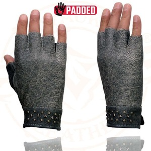 Gants de motard en cuir véritable respirants sans doigts à prix raisonnable, design personnalisable, commande en gros disponible, qualité supérieure pour moto - Product Image 5