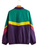 Veste coupe-vent d'hiver style vintage à blocs de couleur avec fermeture éclair, streetwear décontracté, vente en gros, personnalisable, unisexe, avec empiècements contrastants