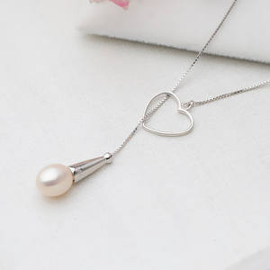 Nouveau collier pendentif en argent S925 en forme de cœur sans bouton pour femmes, parfait pour collier de perles DIY avec 1 chaîne de perles - Product Image 2