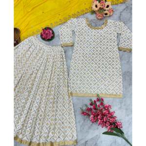 Hermosa ropa de fiesta para mujer Top Bottom Dupatta Set con bordado Work - Product Image 4