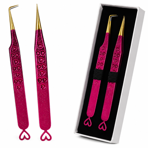 Pinzas para Pestañas con Diseño de Corazón Rosa y Puntas Doradas, Herramienta de Precisión para la Aplicación de Pestañas - Product Image 6