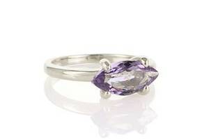Eye Shaped Purple Amethyst Faceted Gemstone Solid 925 Sterling <b>Silver</b> Prong Setting Purple Gemstone <b>Solitaire</b> <b>Rings</b> Fine Jewelry - Product Image 3