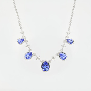 New Hot Sell 1.83 CTW Bezel Setting Tanzanite Gemstone <b>Necklace</b> in 14k Fine White Gold Diamond Wedding <b>Necklace</b> Ready to Ship - Product Image 1