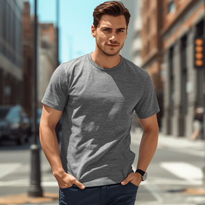 เสื้อยืดผู้ชายพรีเมียมผ้าฝ้ายเนื้อนุ่มคุณภาพสูงสไตล์ลำลองพื้นฐาน พร้อมบริการรับผลิตแบบ OEM ODM - Product Image 1