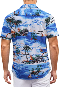 Ensemble 2 pièces décontracté pour hommes, style hawaïen, chemise boutonnée avec short assorti, tenue de vacances - Product Image 3