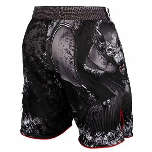 Shorts MMA pour hommes, imprimé loup noir, séchage rapide, polyester, vêtements d'entraînement pour arts martiaux mixtes, coupe classique, shorts pour adultes - Product Image 2