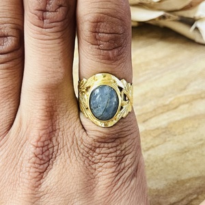 Hot Selling Labradorite <b>Rings</b> Boho Floral Bands Brass <b>Ring</b> For Women 18k <b>Gold</b> Plated Botanical <b>Cocktail</b> Finger Jewelry Wholesale - Product Image 5