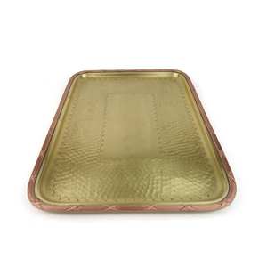 Plateau de service élégant en laiton, plateau en métal traditionnel pour servir thé, café, boissons, en-cas, utilisation sur table à manger - Product Image 5