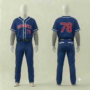 Ensemble uniforme de baseball Greenwich pour homme – Maillot à manches courtes et pantalon – Nom de l'équipe 78 – Sérigraphie – Polyester respirant – Toutes saisons - Product Image 1