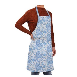Block Printed Cotton Sleeveless Kitchen Home Aprons Home Cleaning <b>Tools</b> Chefs Home Restaurants Hotels - Product Image 1
