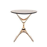 Mesa Auxiliar Moderna de Aluminio con Base Abstracta, Duradera y Ecológica, Mueble para el Hogar, Sala de Estar, Entrada, Hotel, Cafetería