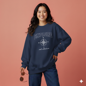 Sudadera Larga Estampada de Invierno para Mujer, Talla Grande, Premium, Mezcla de Poliéster/Algodón Compacta, Forrada, Corte Holgado, Suave al Tacto - Product Image 1