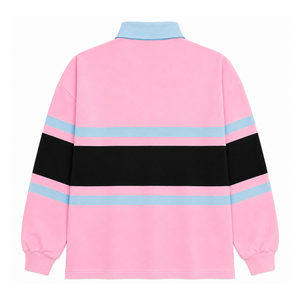 Jack And Jill Of America <b>Women's</b> Color Block <b>Rugby</b> Shirt Long Sleeve Polo Collar Embroidered Greek Letter Collegiate Pullover - Product Image 4