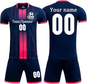 Conjunto de Camiseta de Fútbol Personalizable para Hombre, Talla Grande, Rayas Blancas y Rojas, Impresión Digital, Transpirable, de Secado Rápido, Poliéster, Algodón, Elástico - Product Image 3