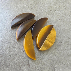 AAA Grade Natural Yellow Tiger Eye Cabochon Half <b>Moon</b> Shape Flat Back Calibrated Gemstone All Sizes Available - Product Image 2