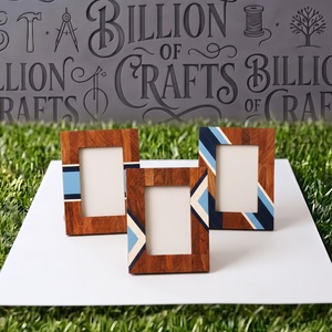 Modern Wooden <b>Photo</b> <b>Frame</b> Rectangle Vertical Handmade Tabletop Display <b>Frame</b> Blue White <b>Wood</b> Pattern - Product Image 4