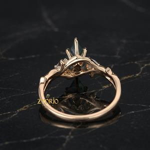 Anillo de compromiso de lujo de oro de 18 quilates con ágata musgosa tallada en forma de cometa, inspirado en la naturaleza, anillo llamativo de joyería fina con ágata musgosa verde - Product Image 3