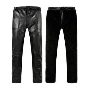 กางเกงหนังแท้ทรงสลิมฟิตเอวกลางสีแดงสำหรับผู้ชาย แฟชั่นล่าสุด คุณภาพสูง ตัดเย็บตามสั่ง - Product Image 3