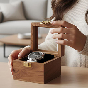 Estuche de Madera para Guardar Relojes con Bandeja para Joyas, Caja Organizadora de Relojes de Madera con Compartimentos para Anillos de AYAANS - Product Image 3