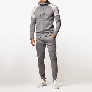 Ensemble de survêtement pour homme de qualité supérieure, coupe classique, avec fermeture éclair et capuche, style sportif, séchage rapide, en polaire, deux pièces. - Product Image 1