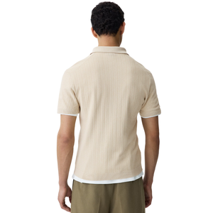 Polo de Punto Texturizado de Corte Ajustado para Hombre, Camiseta de Manga Corta con Cuello, Suave y Transpirable, Informal, con Logotipo Personalizado, OEM, ODM, Premium - Product Image 2
