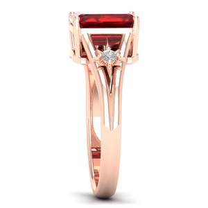 Anillos Solitarios de Moissanita en Oro Rosa de 10K, 14K y 18K, Corte Esmeralda de 2.5 Ct, con Granate, Joyería de Moda, Regalos, Precio de Fábrica REYES - Product Image 3