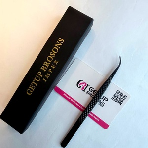 Pince à épiler pour cils en acier inoxydable Getup Brosons Impex, pointe de précision lisse, emballage en boîte noire - Product Image 4