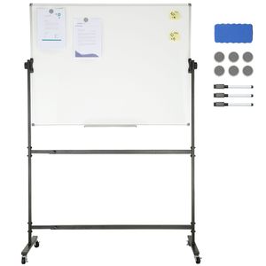 Lavagna Mobile Bifacciale 48x36 Pollici con Altezza Regolabile, Lavagna Cancellabile a Secco con 1 Magnete, Cornice in Alluminio e Ruote - Product Image 1
